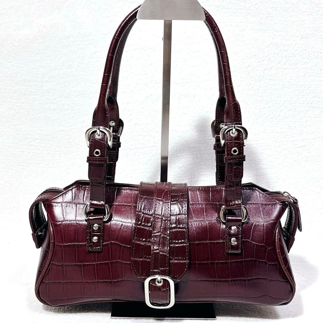 【新品未使用】GUESS ゲス 型押し ハンドバッグ y2k ボルドー — image 2