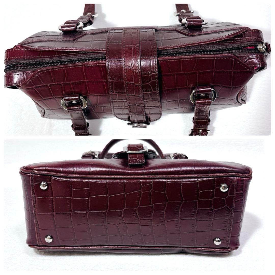【新品未使用】GUESS ゲス 型押し ハンドバッグ y2k ボルドー — image 5