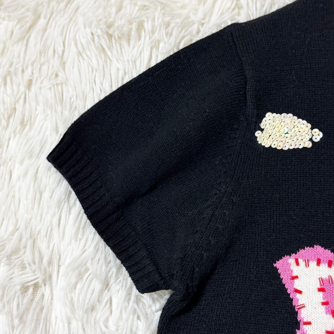 Ritmo Latino PARTS 半袖 ニット 38 黒 刺繍 — image 3