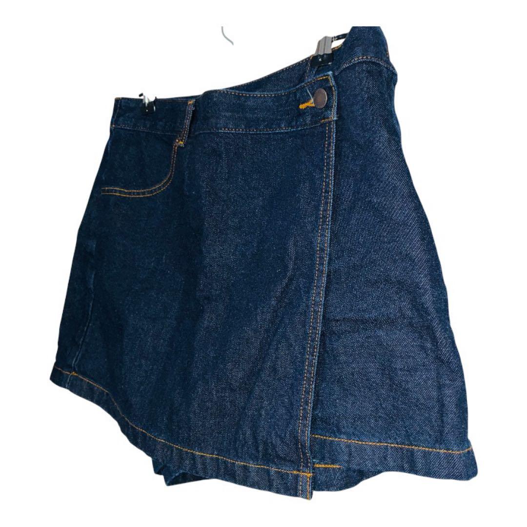 GU デニムラップスコート Aラインシルエット L ネイビー — image 2