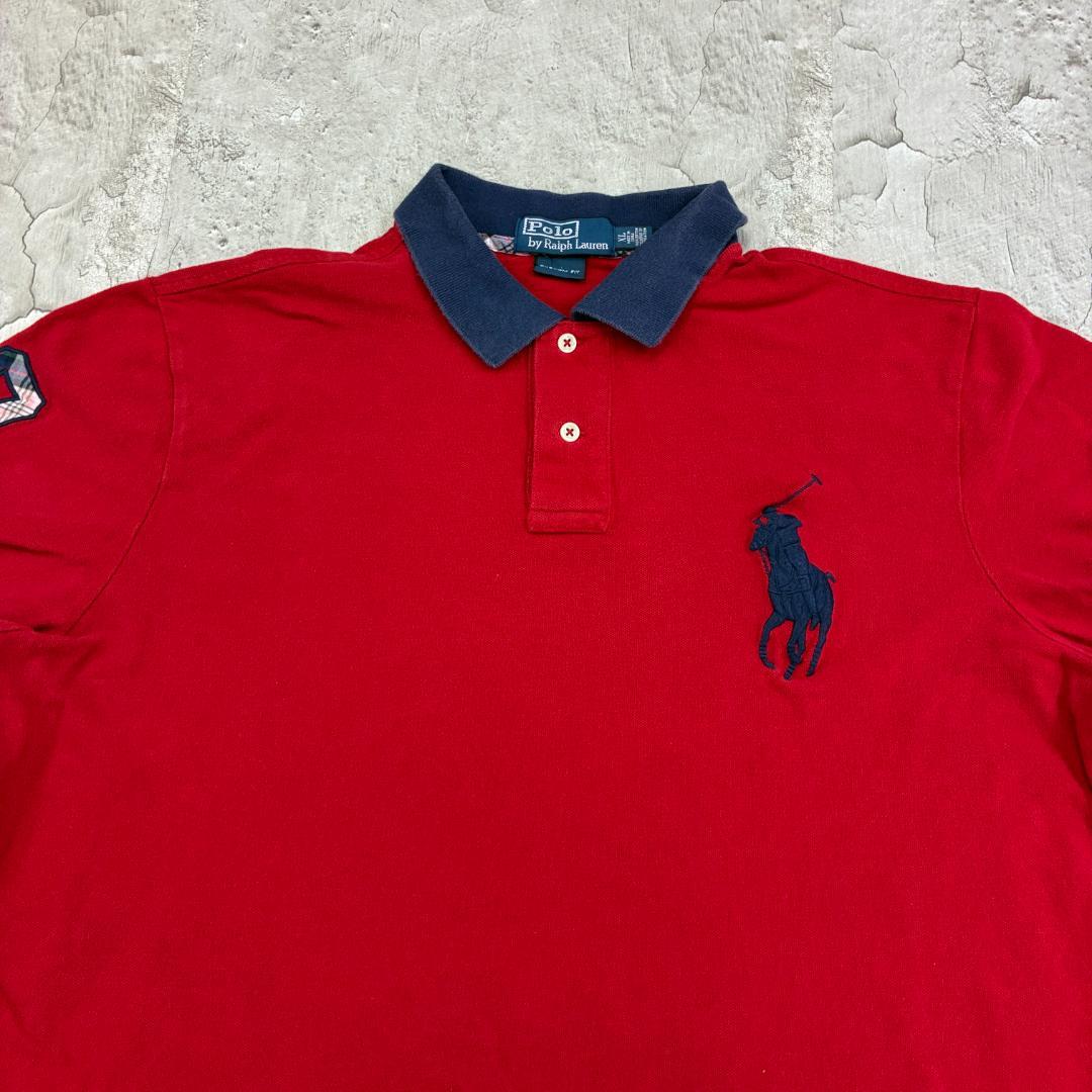 ポロバイラルフローレン　ビッグポニー　ナンバリングポロシャツ　XL　レッド　古着 — image 2
