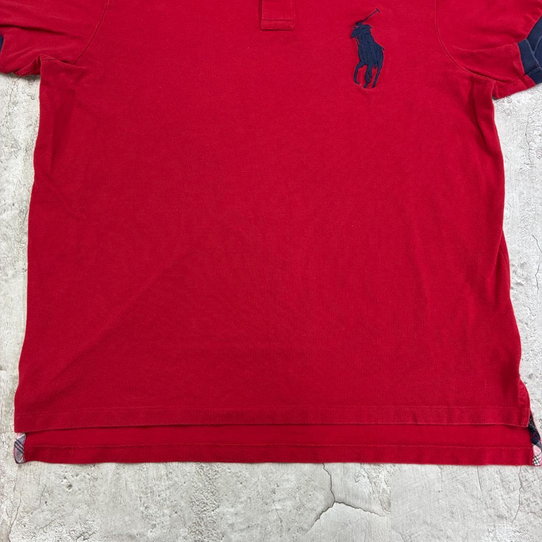 ポロバイラルフローレン　ビッグポニー　ナンバリングポロシャツ　XL　レッド　古着 — image 3