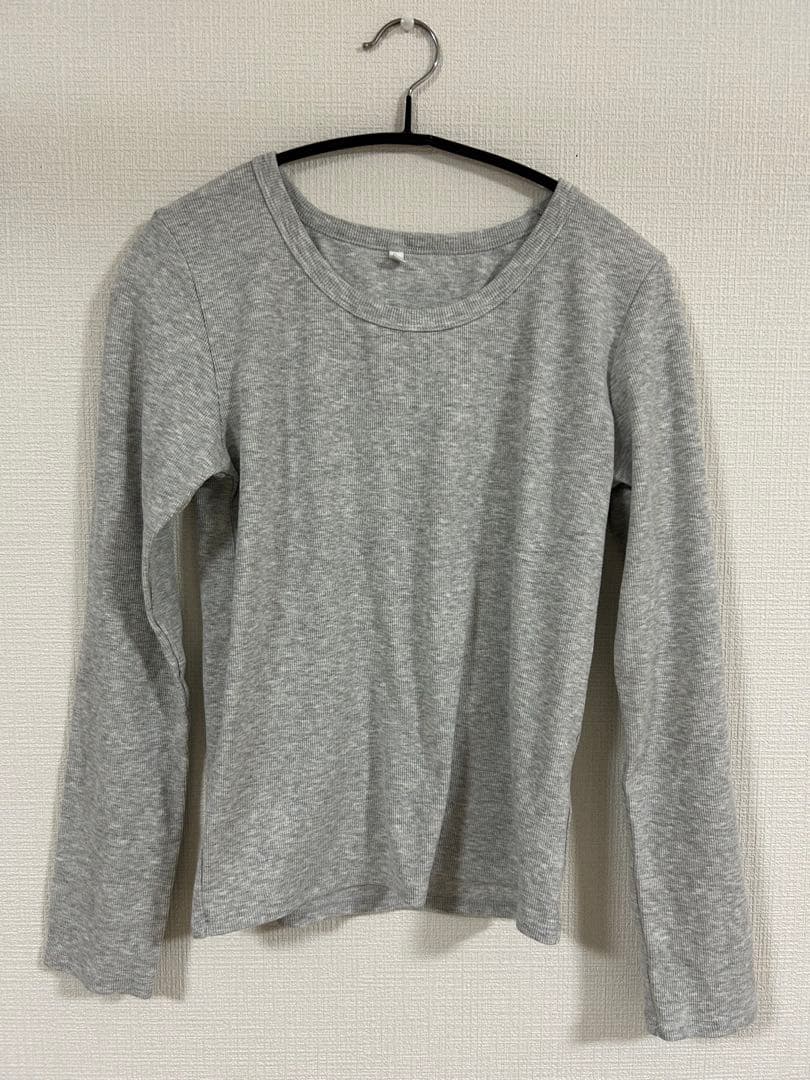 coca コカ テレコリブUネックTシャツ グレー L — image 2