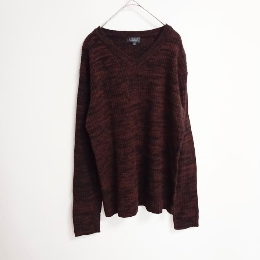 LOUIS CHAVLON Vネック ニットセーター えんじ色　LL☆3436 — image 2