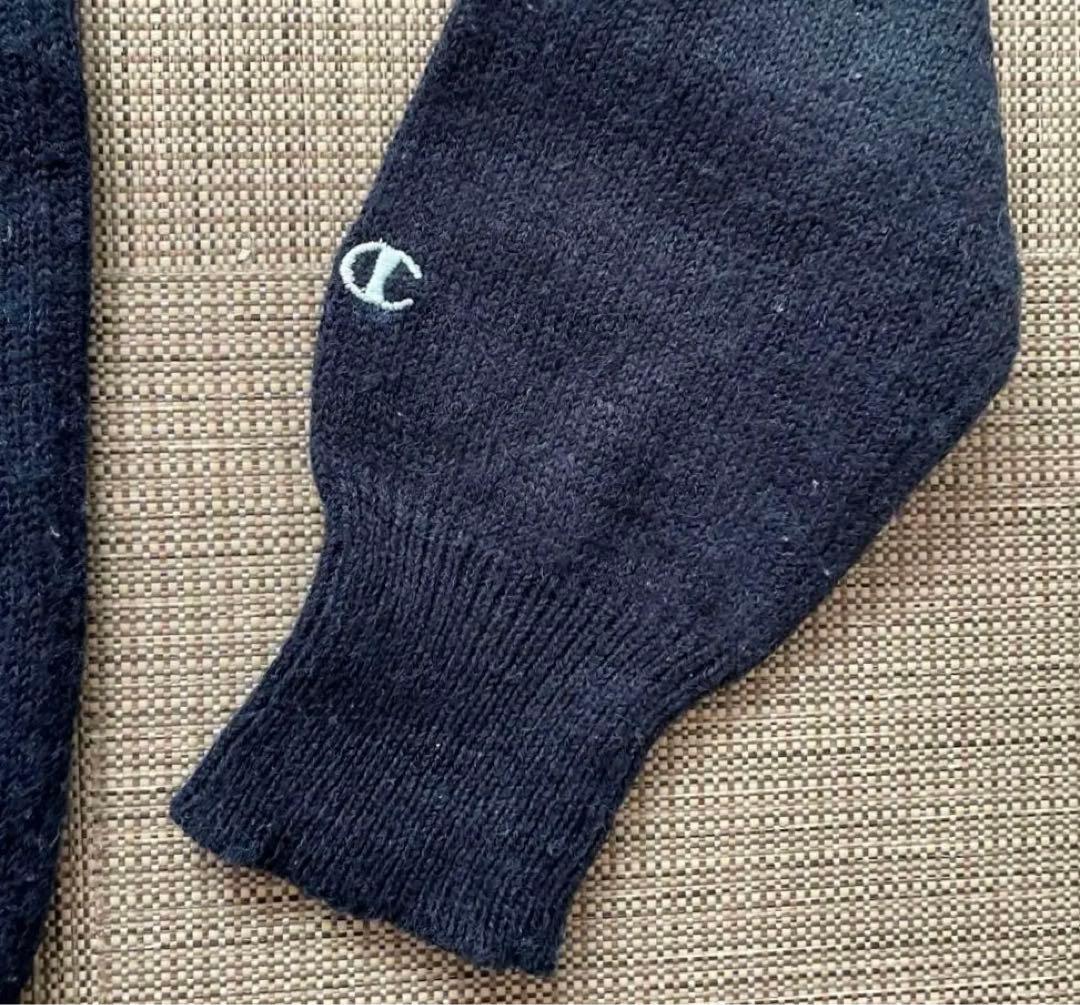 ◆【希少】90s Champion ニット/セーター ネイビー 刺繍青タグ L — image 5