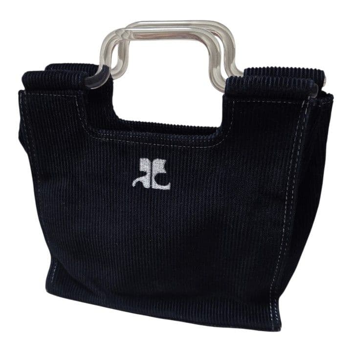 courreges　クレージュ　ハンドバッグ　コーデュロイ　クリアハンドル — image 2