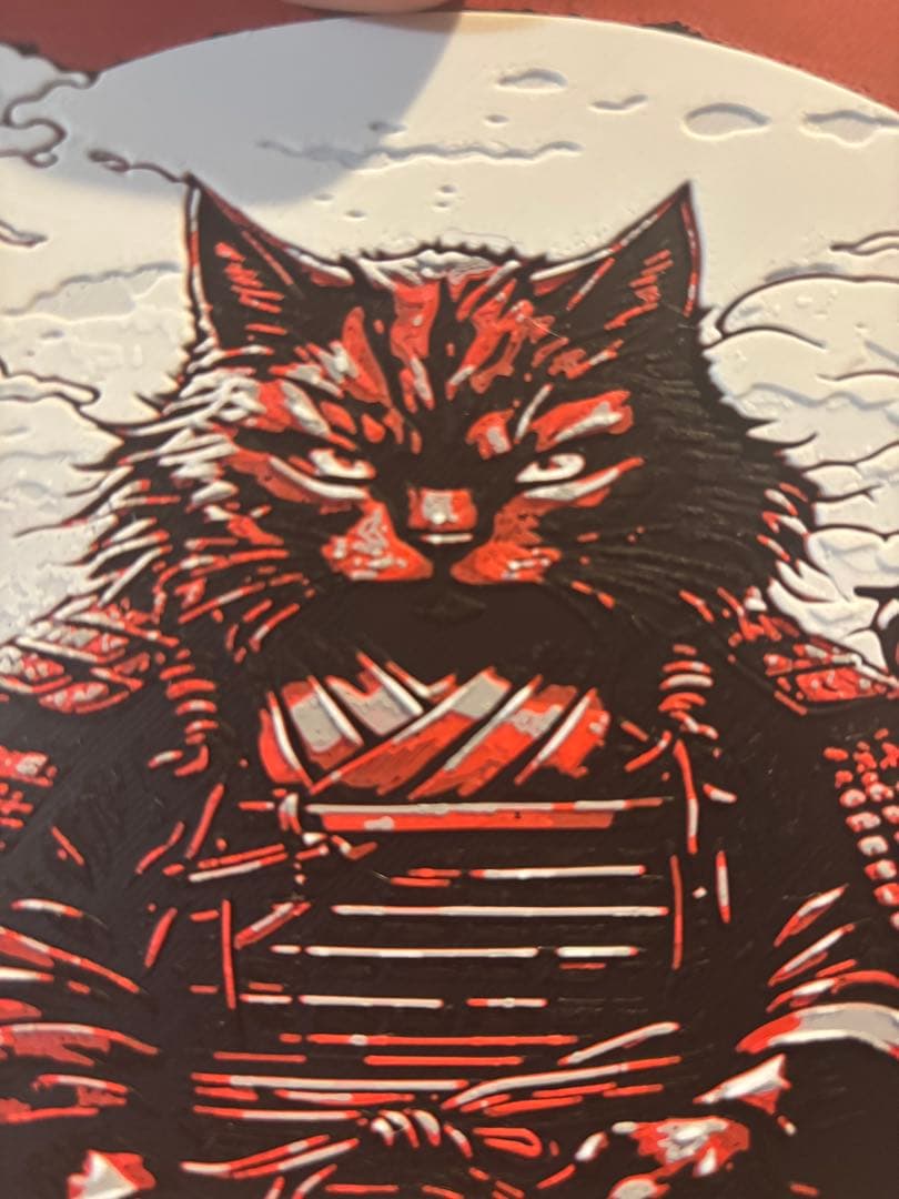猫好き必見 黒猫侍の和風3Dアートパネル — image 2