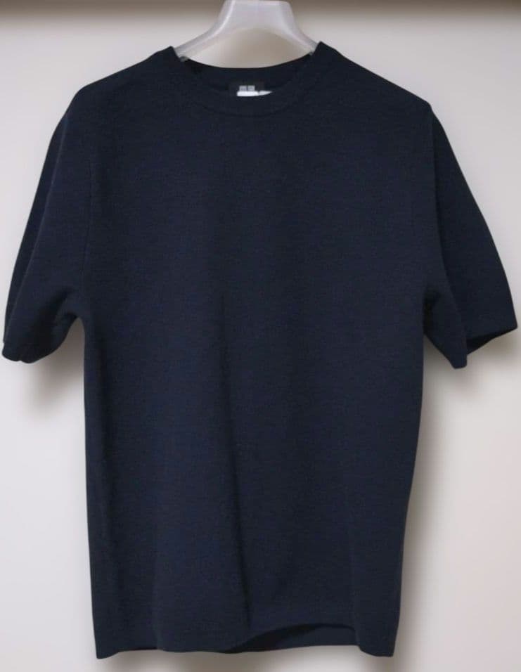 ユニクロ ウォッシャブルミラノリブニットTシャツ ネイビー S — image 2
