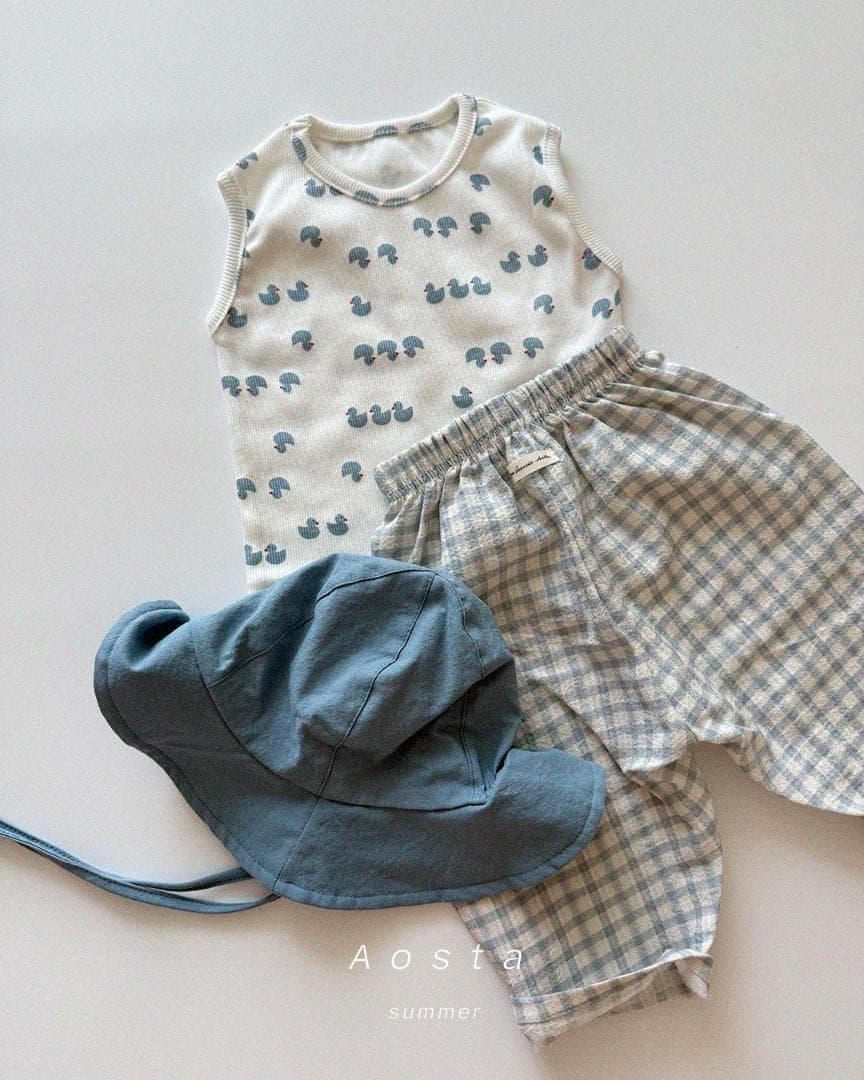 Aosta 韓国子供服 アオスタ タンクトップ ブルー アヒル 夏服 — image 2