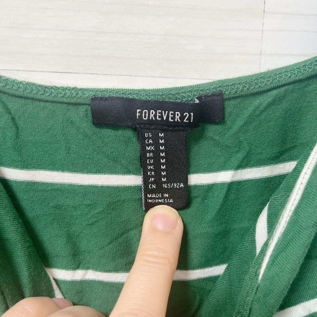 FOREVER21 [M] グリーンストライプ キャミワンピース 緑 リゾート — image 3