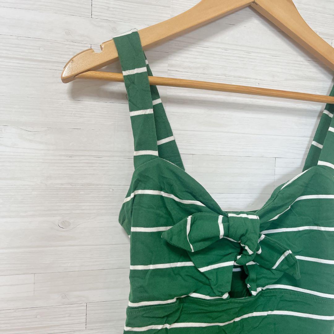 FOREVER21 [M] グリーンストライプ キャミワンピース 緑 リゾート — image 4