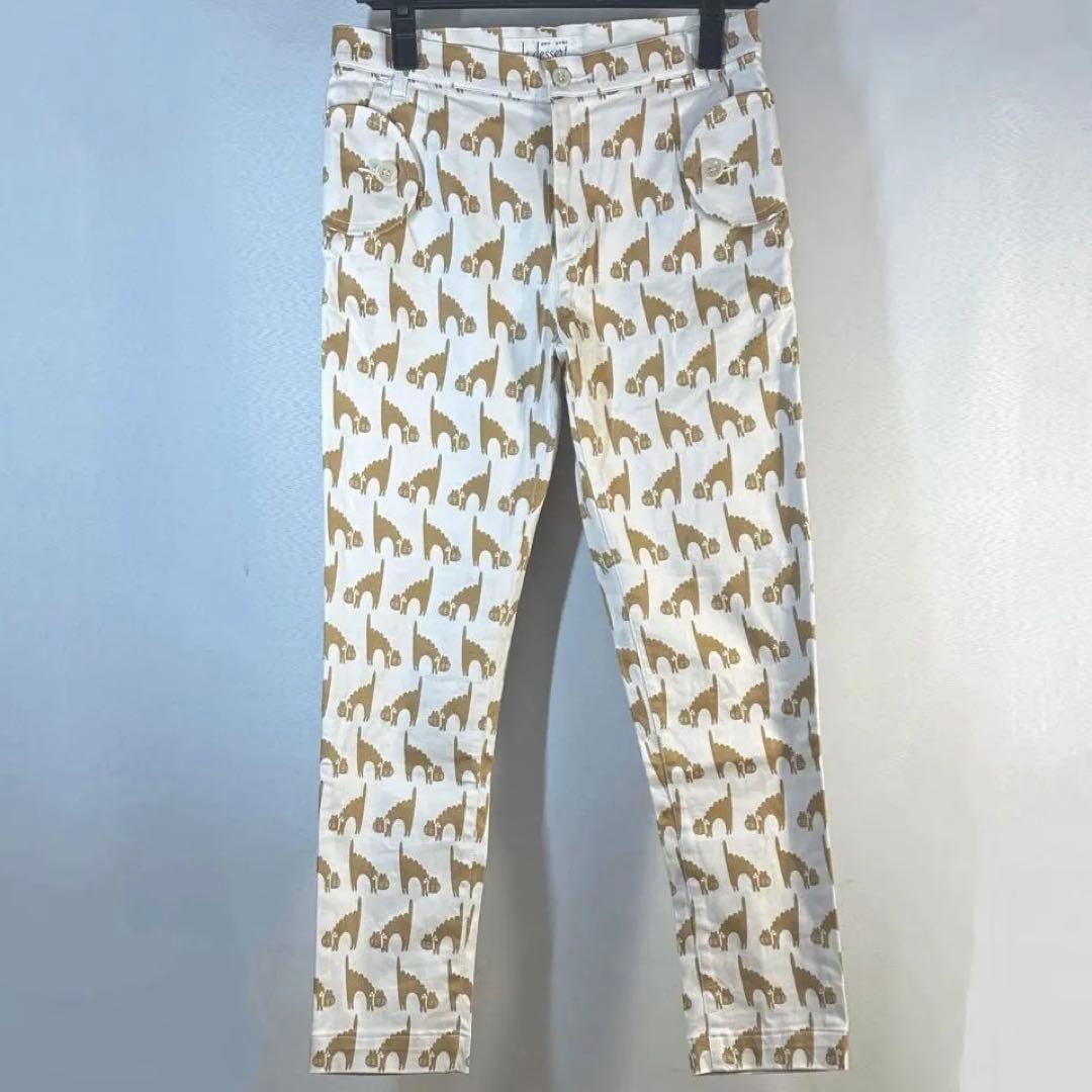 【peu pres】猫柄 テーパードパンツ ストレッチパンツ 日本製　総柄 — image 2