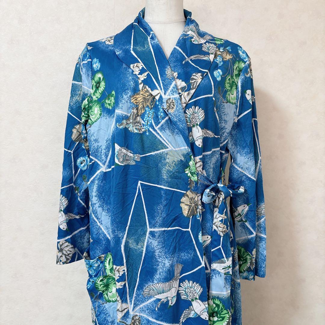 ミスターカバート 総柄 ワンピース ローブ 七分袖 L 青 ポリエステル — image 3