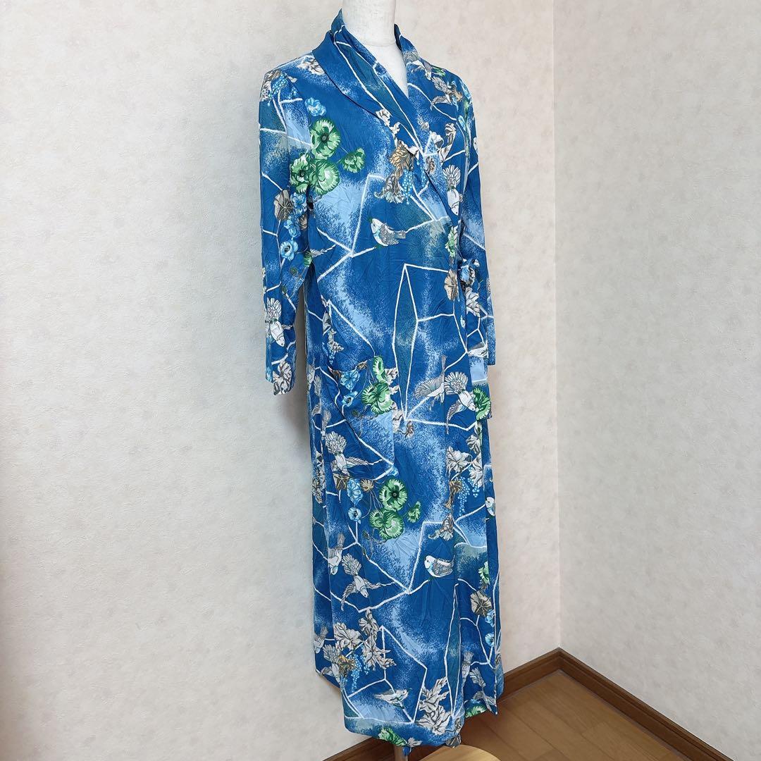 ミスターカバート 総柄 ワンピース ローブ 七分袖 L 青 ポリエステル — image 5
