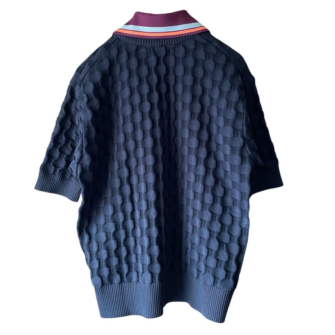 24ss エンボスチェック　ニットポロシャツ — image 2