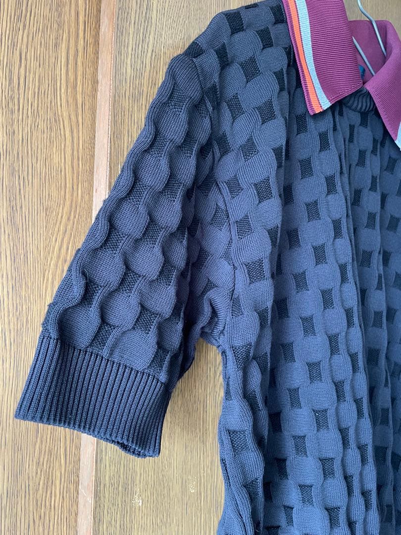 24ss エンボスチェック　ニットポロシャツ — image 3