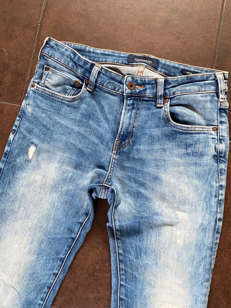 SCOTCH&SODAスリムフィット ストレッチ　デニムＷ30 リペア加工　美品 — image 3