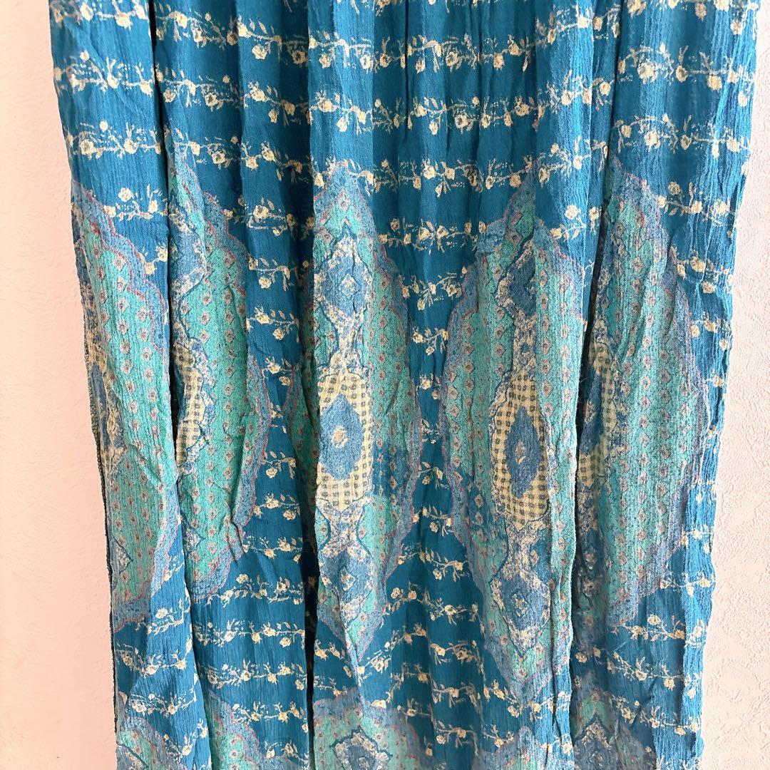 ★ウェットシール マキシスカート 花柄 XS 青 緑 レーヨン 夏 お出かけ — image 5