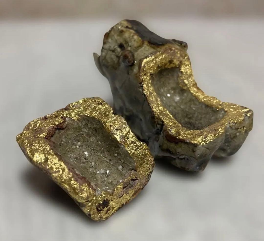 干支亥香合 金あしらい　夢仙作陶器 茶道具 — image 4