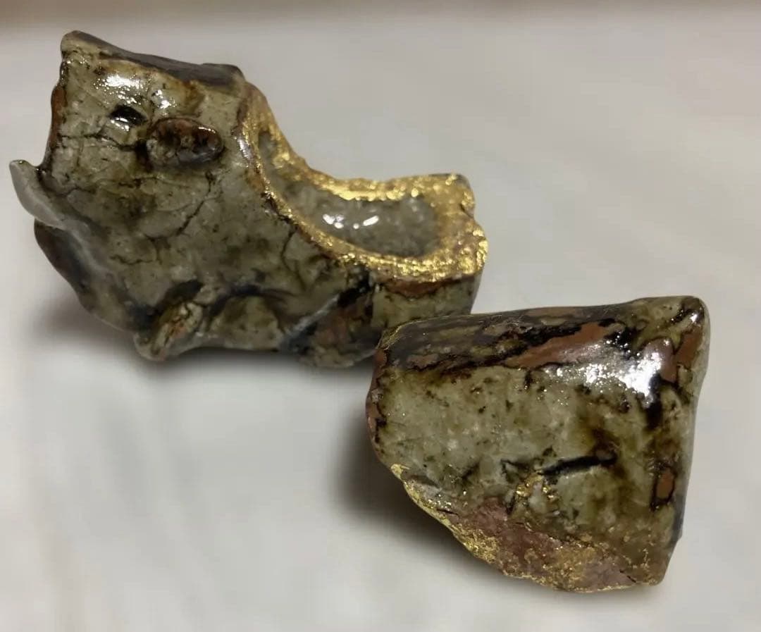 干支亥香合 金あしらい　夢仙作陶器 茶道具 — image 5