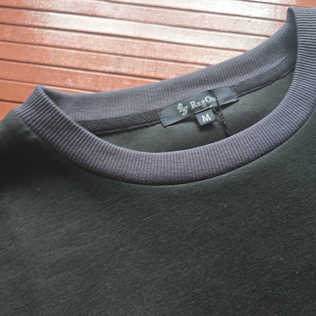 ダークグレー×黒　袖切り替えTシャツ Mサイズ — image 3