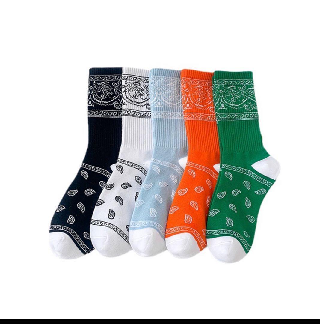 ✔︎お値引き中　ソックス　2足　ペイズリー　水色　オレンジ　NIKE好き　靴下 — image 5