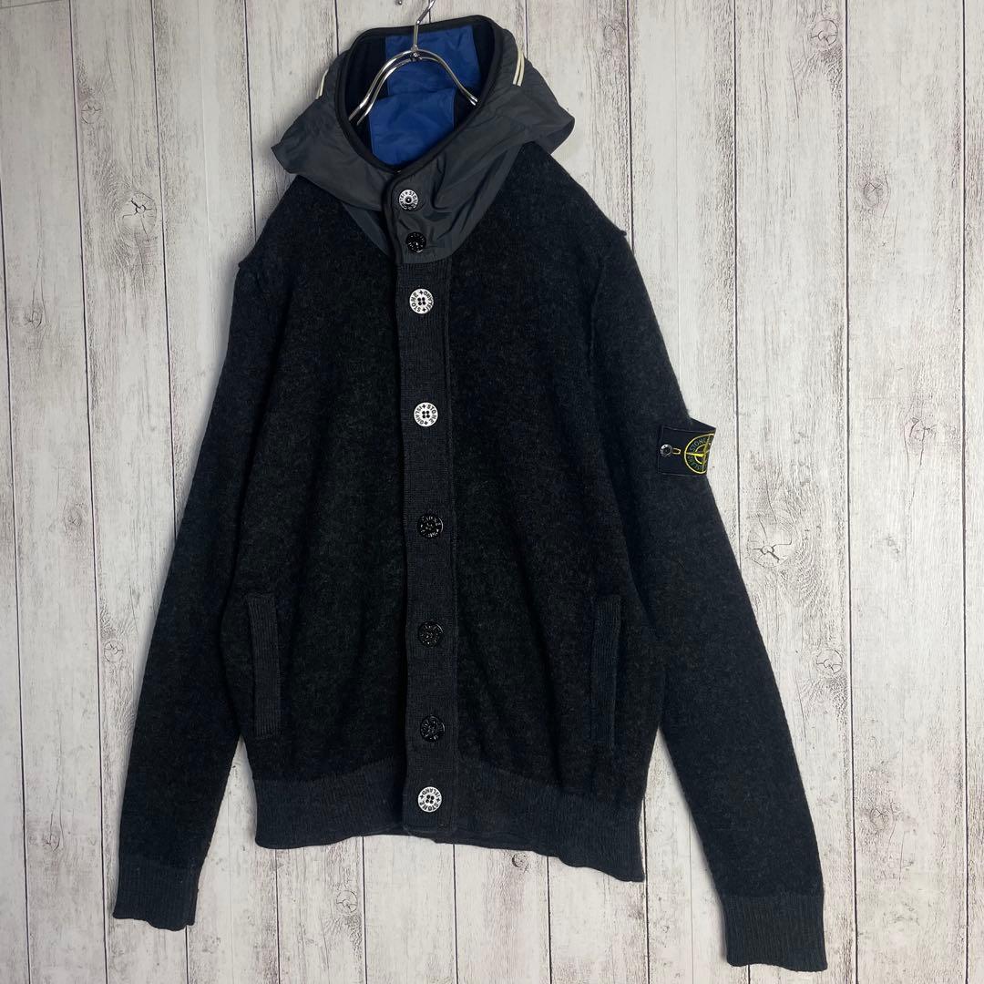 6554【美品・L】ストーンアイランド ワッペン付きニットパーカー グレー — image 4
