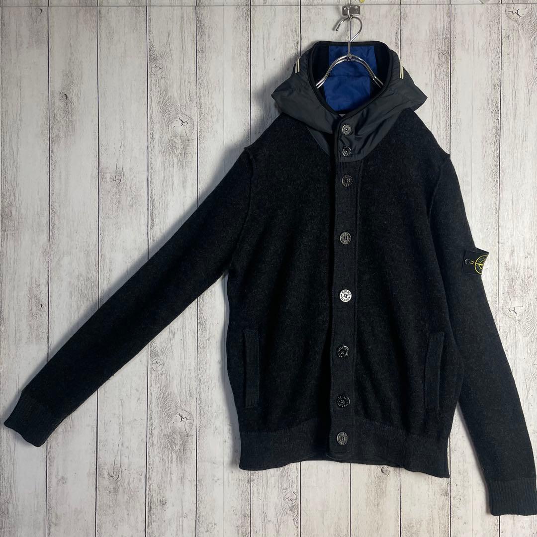 6554【美品・L】ストーンアイランド ワッペン付きニットパーカー グレー — image 5