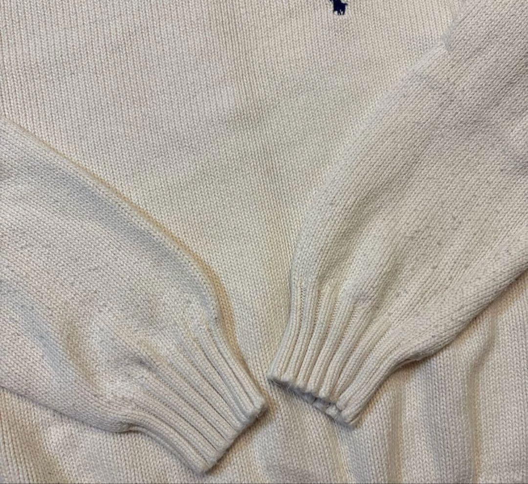 ポロ刺繍入りクリーム色ニット — image 2