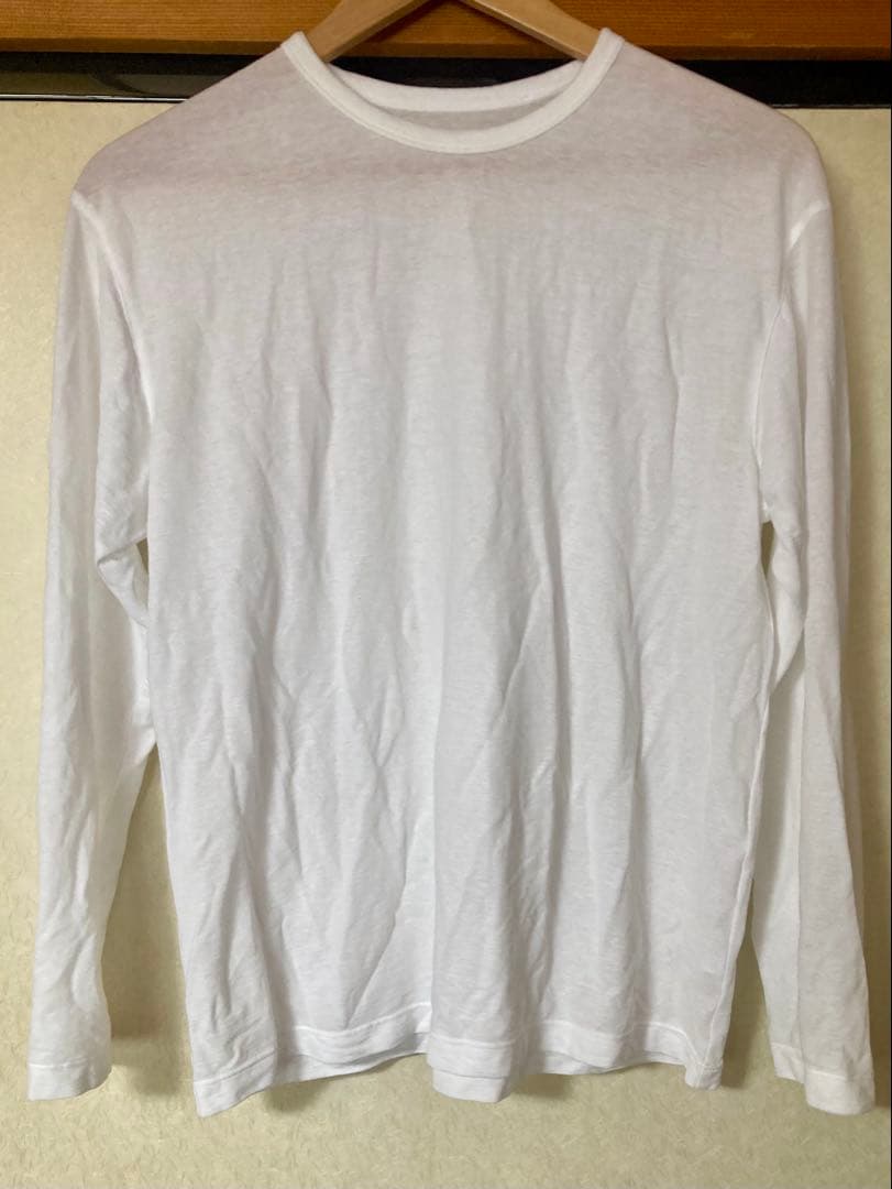 強撚天竺編みクルーネック長袖Tシャツ Sサイズ 白 — image 2