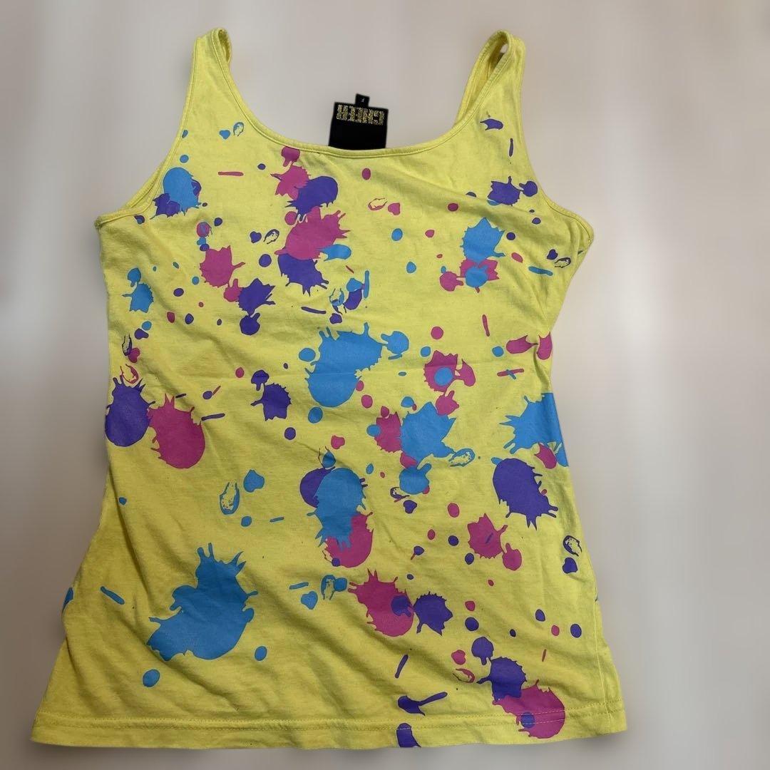 CHEER タンクトップ スプラッシュ柄 イエロー Fサイズ — image 2