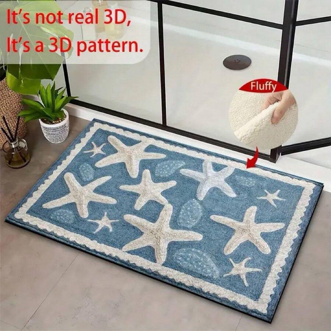 ヒトデ柄 玄関マット 40×60cm 北欧 韓国風 バスマット ふわふわ — image 3