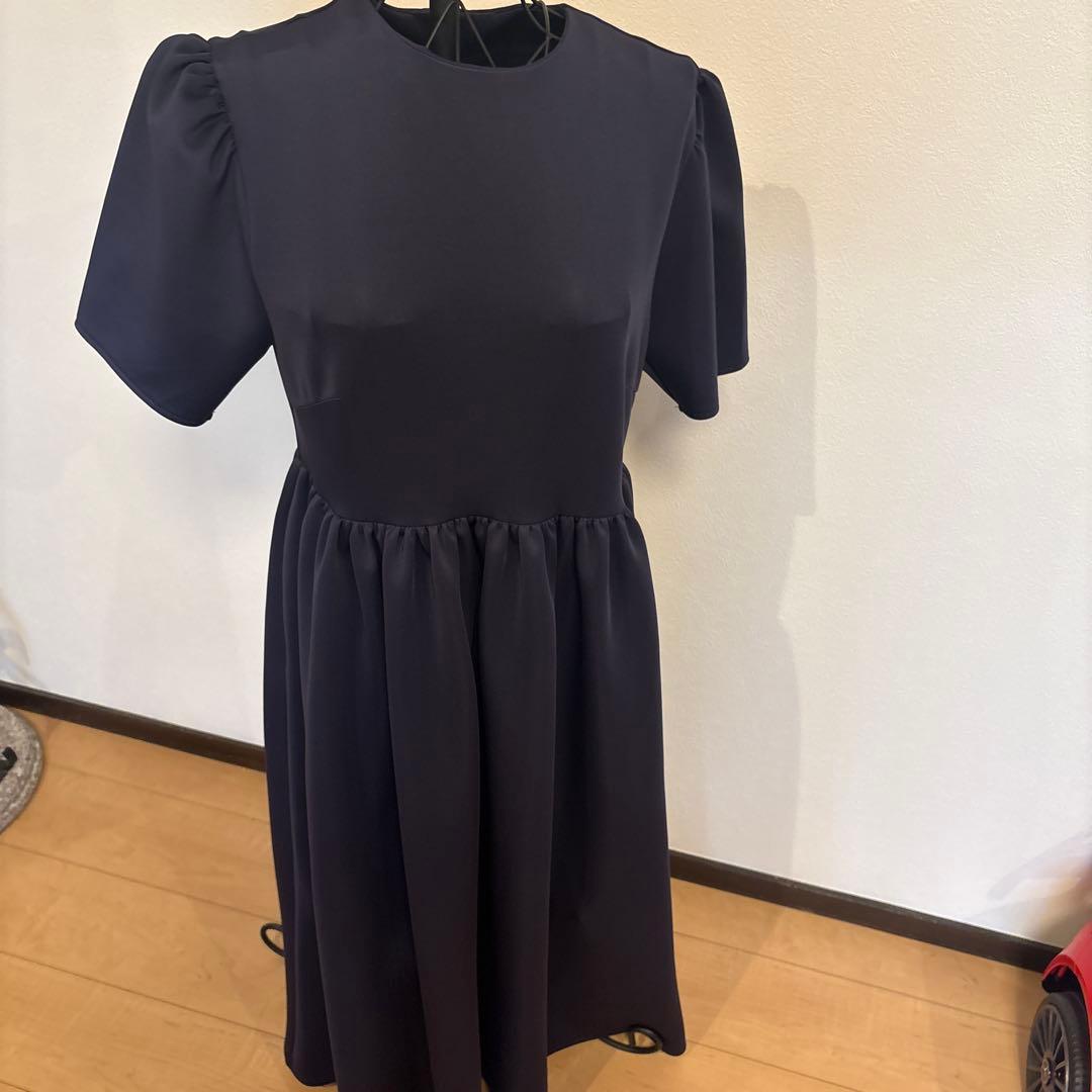 ネイビー パフスリーブ カットソーワンピース — image 3