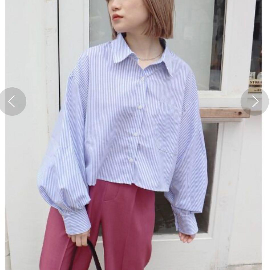 MURUA ストライプクロップドシャツ ブルー — image 2