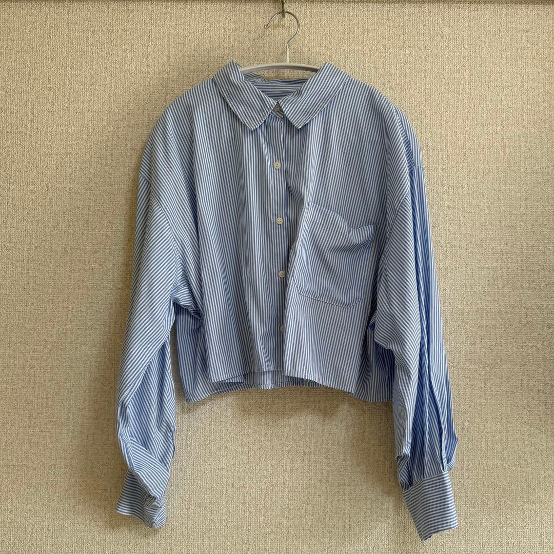 MURUA ストライプクロップドシャツ ブルー — image 4