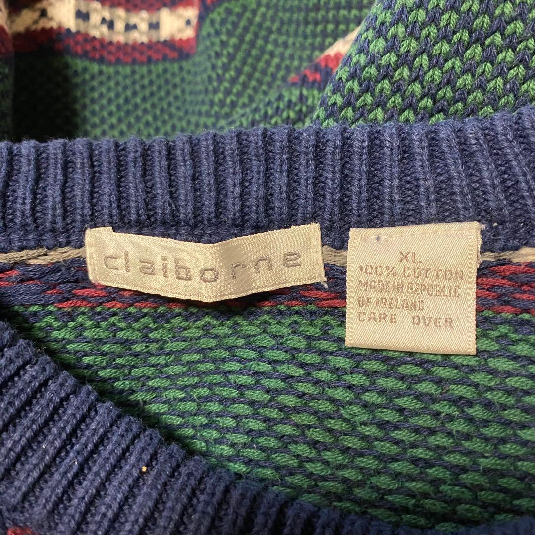 claiborne クルーネック ニットセーター アイルランド製 グリーン XL — image 3