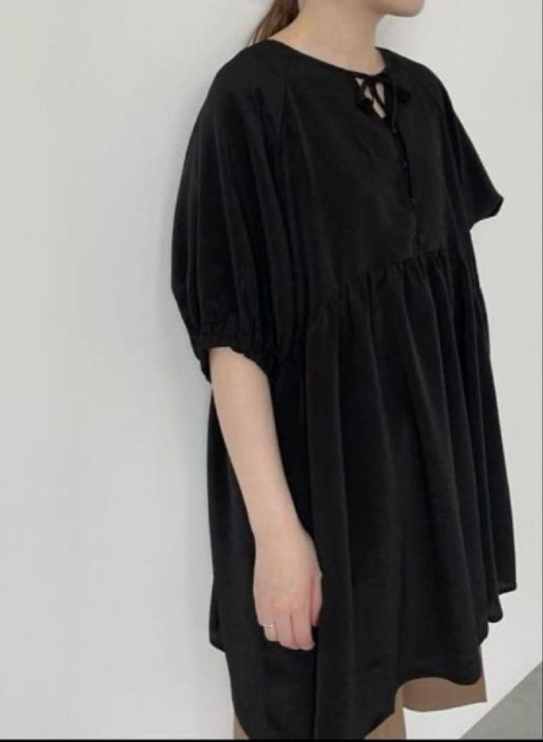 ehka sopo エヘカソポ　ボリュームスリーブチュニック　黒ブラック — image 3