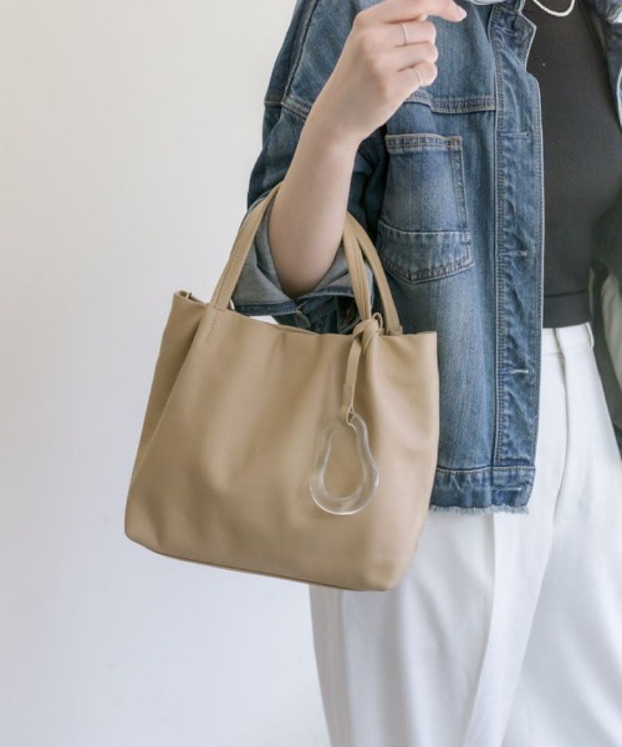 本革/2WAY しずくパーツミニトート＆ショルダーバッグ　未使用 — image 3