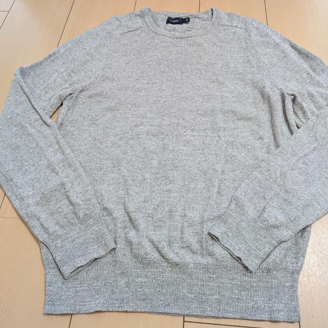 【J.CREW】メンズ 薄手ニット S ジェイクルー グレー クルーネック 綿 — image 2