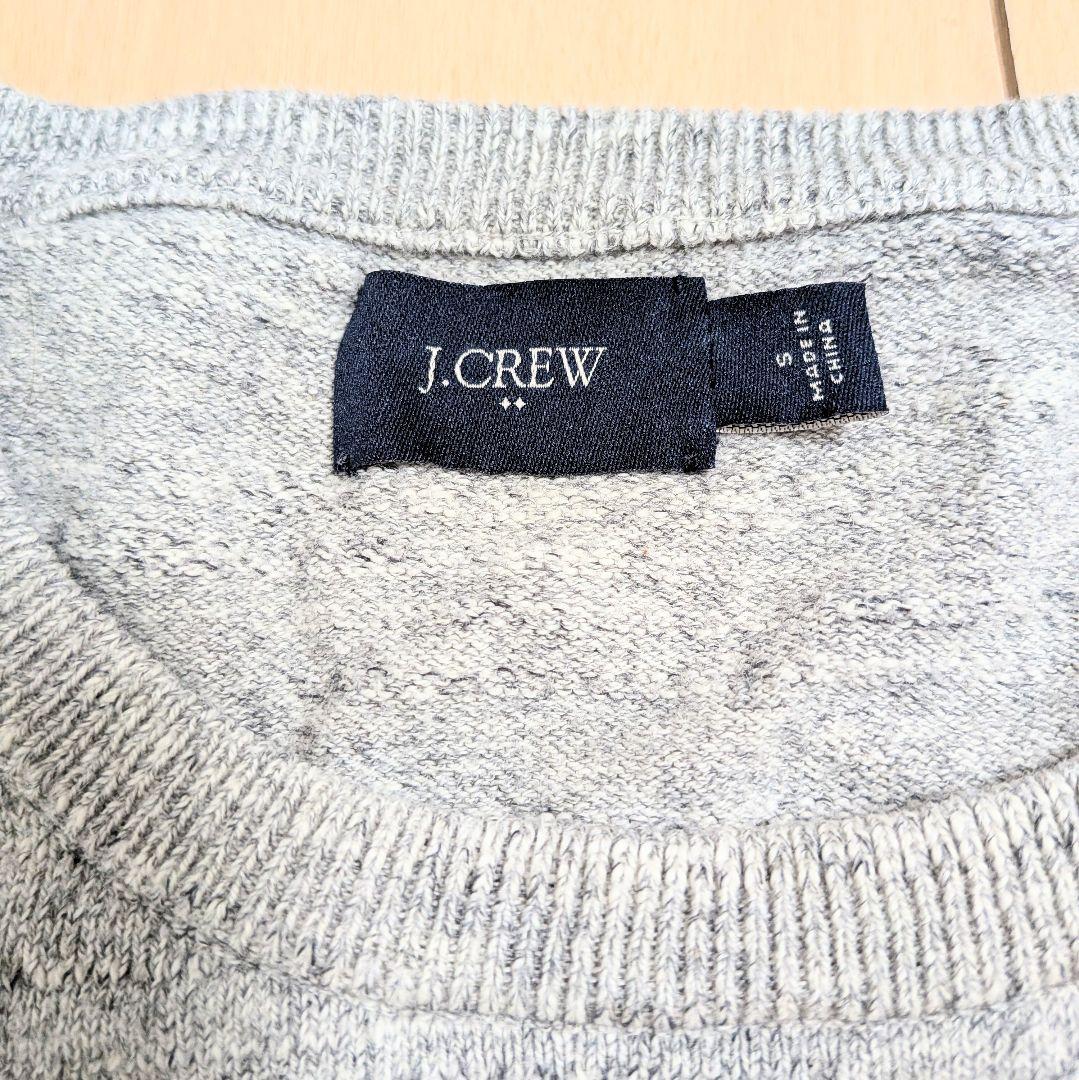 【J.CREW】メンズ 薄手ニット S ジェイクルー グレー クルーネック 綿 — image 4