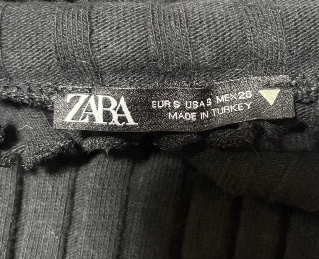 ZARA 2点セット トップス ブラック ホワイト リブ編み　半袖 長袖 フリル — image 3