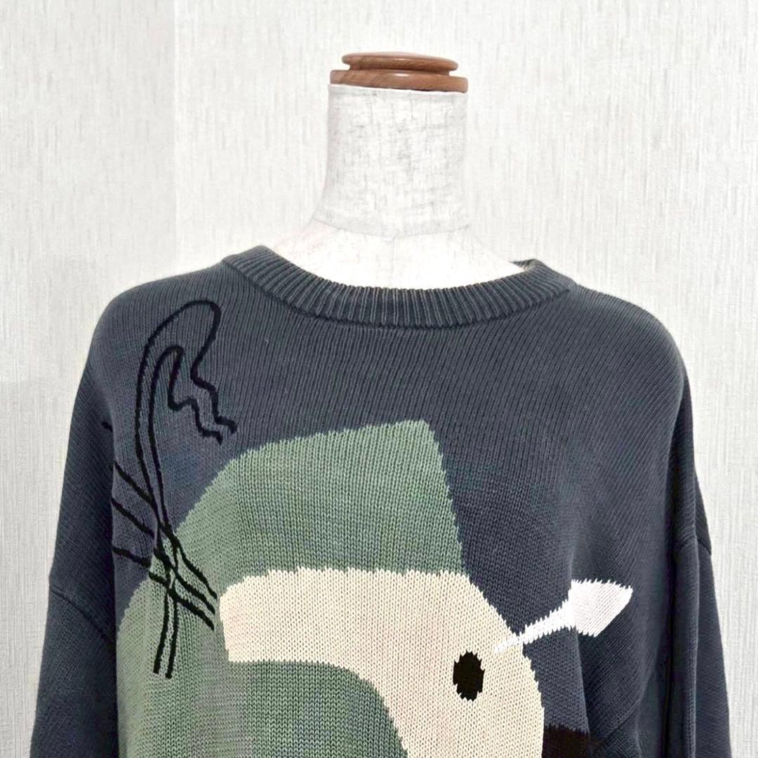 Neiman Marcus 個性派アート柄コットンニット（L）ゆるだぼ メンズ — image 2