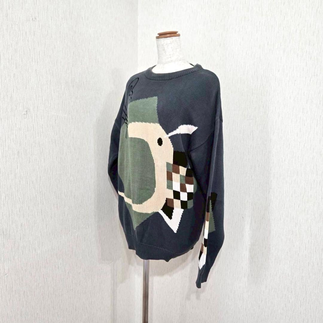 Neiman Marcus 個性派アート柄コットンニット（L）ゆるだぼ メンズ — image 3
