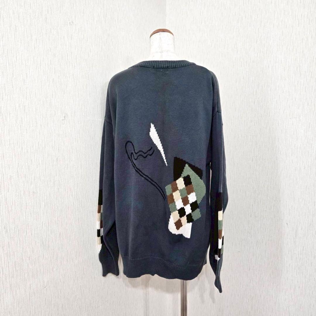 Neiman Marcus 個性派アート柄コットンニット（L）ゆるだぼ メンズ — image 5