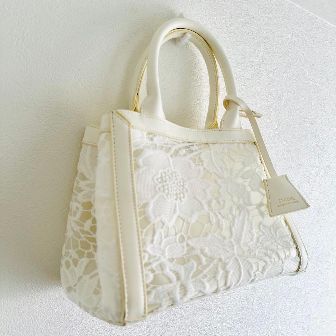 美品❤️大人気❤️即完売❤️SNIDEL❤️スナイデル❤️レース❤️ハンドバッグ❤️白ホワイト — image 4