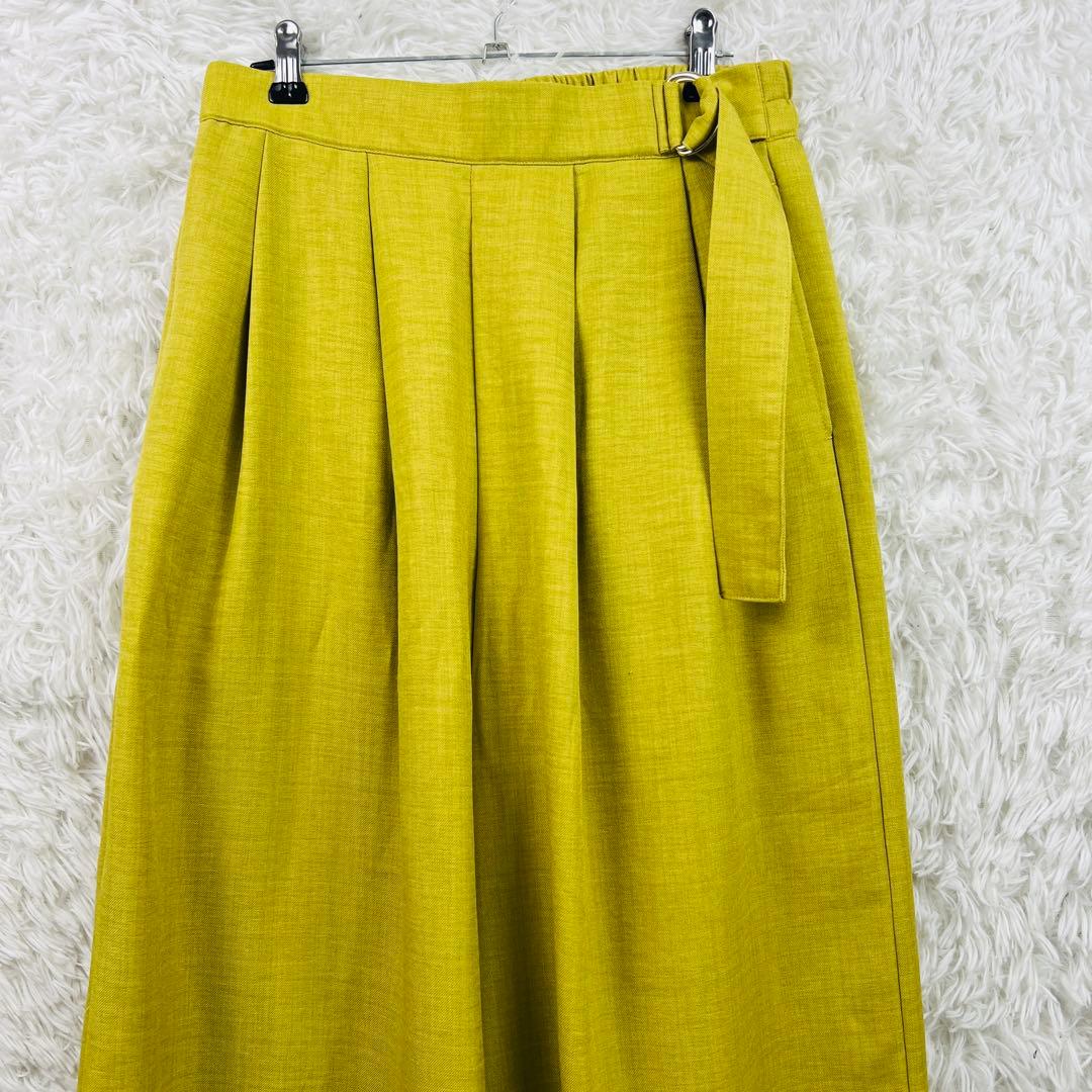 DRESKIP ドレスキップ ウエストベルト付き ガウチョパンツ イエロー — image 2