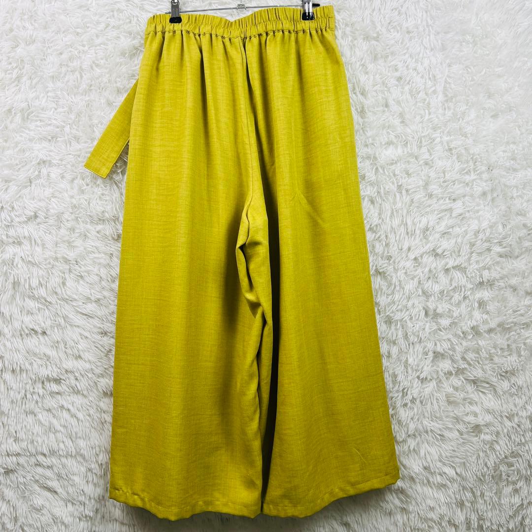 DRESKIP ドレスキップ ウエストベルト付き ガウチョパンツ イエロー — image 4