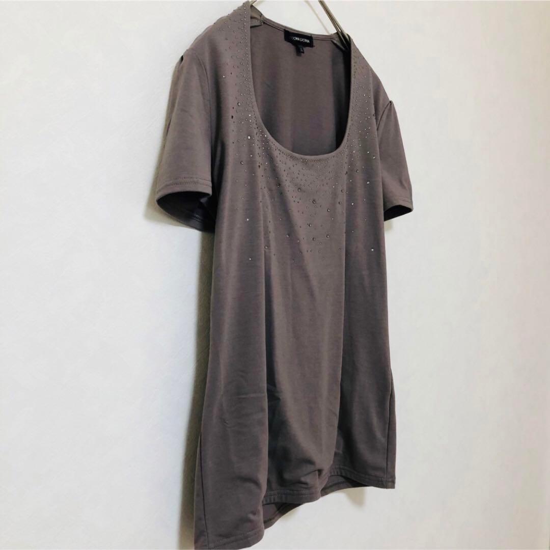 【ボナジョルナータ】ラメ入りカットソー トップス グレー デコルテライン 美品 — image 2