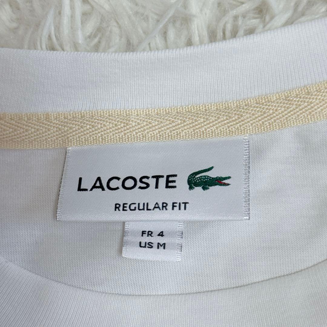 LACOSTE ビッグロゴ刺繍Tシャツ US M（M〜L相当）白 美品 — image 5