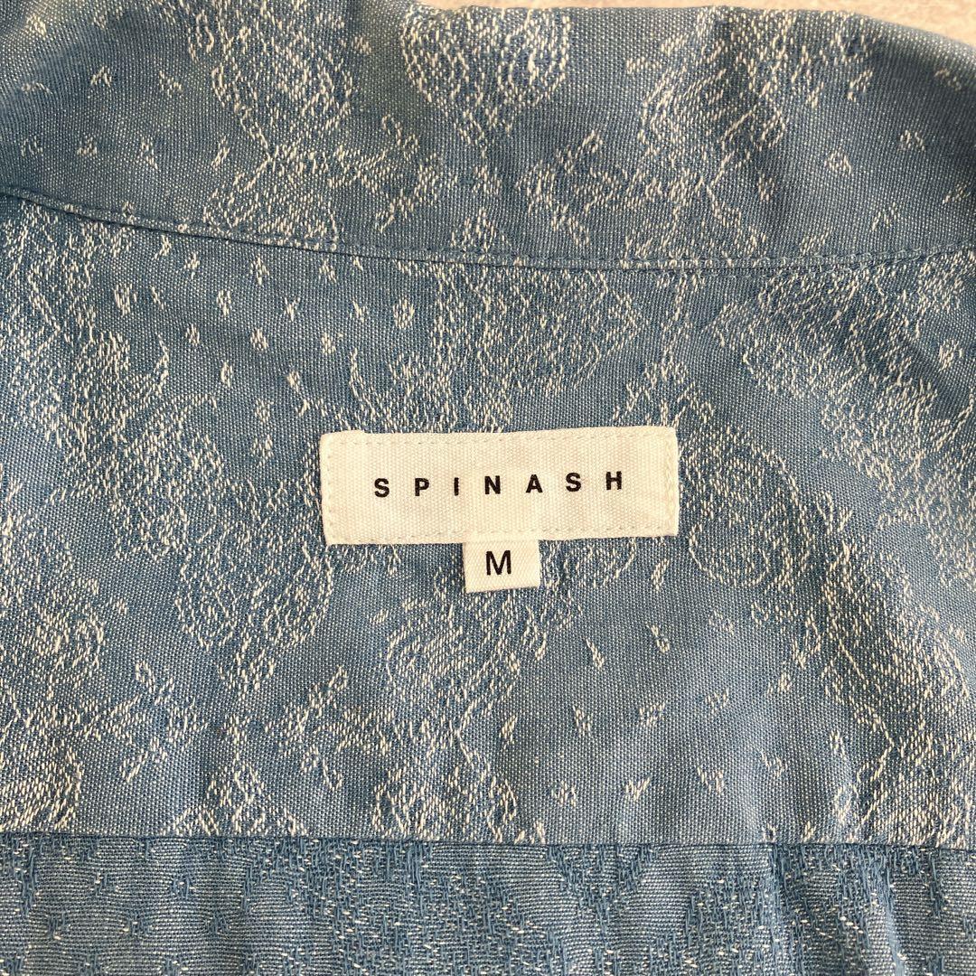 SPINASH スピナッシュ　総柄 レース風 半袖シャツ 水色 M メンズ　夏 — image 5